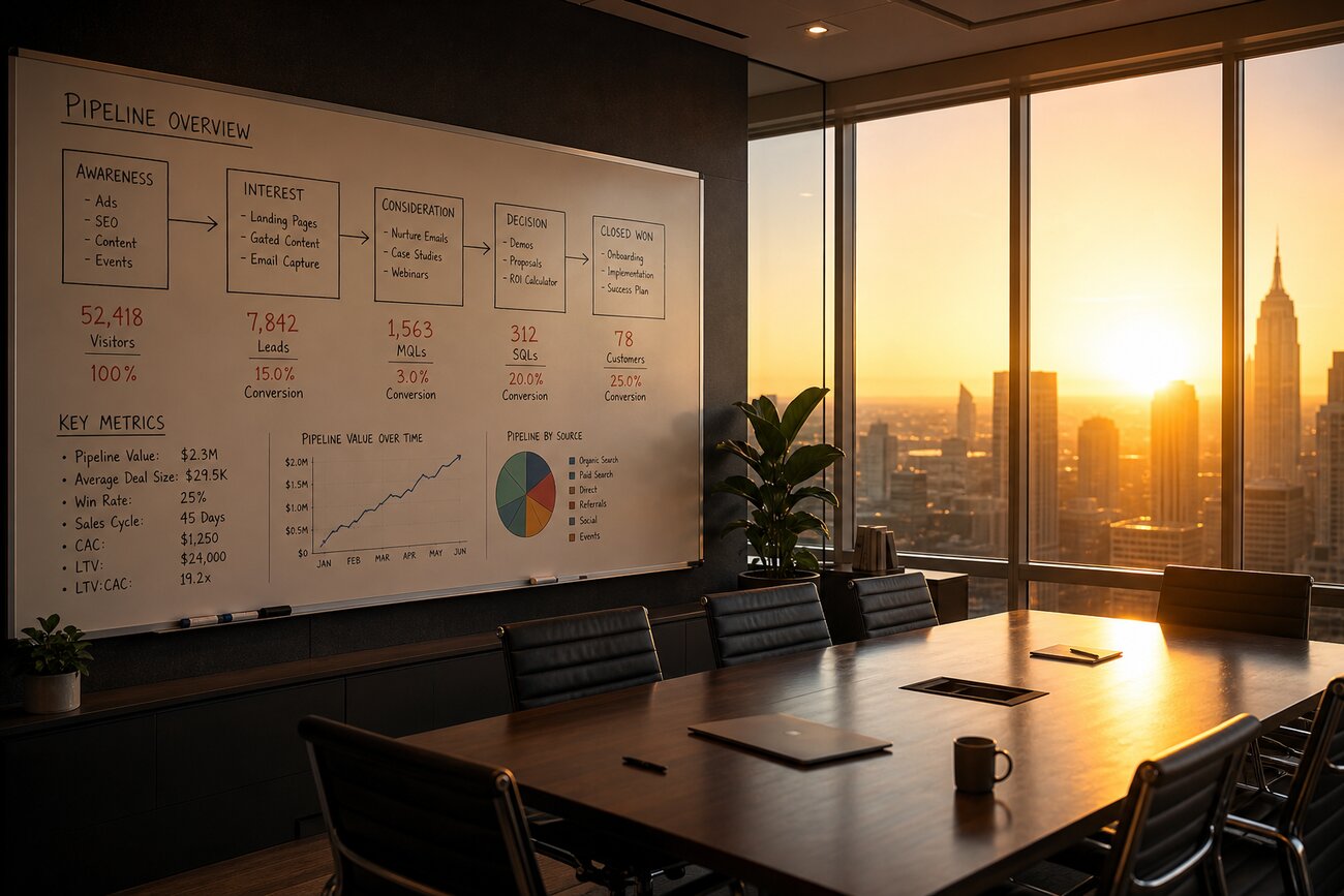Équipe commerciale analysant un pipeline de ventes sur un tableau de bord CRM