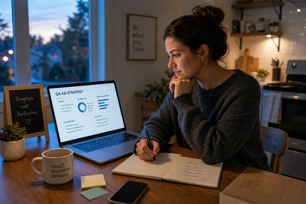 Entrepreneur devant son ordinateur analysant une campagne Google Ads et son budget publicitaire