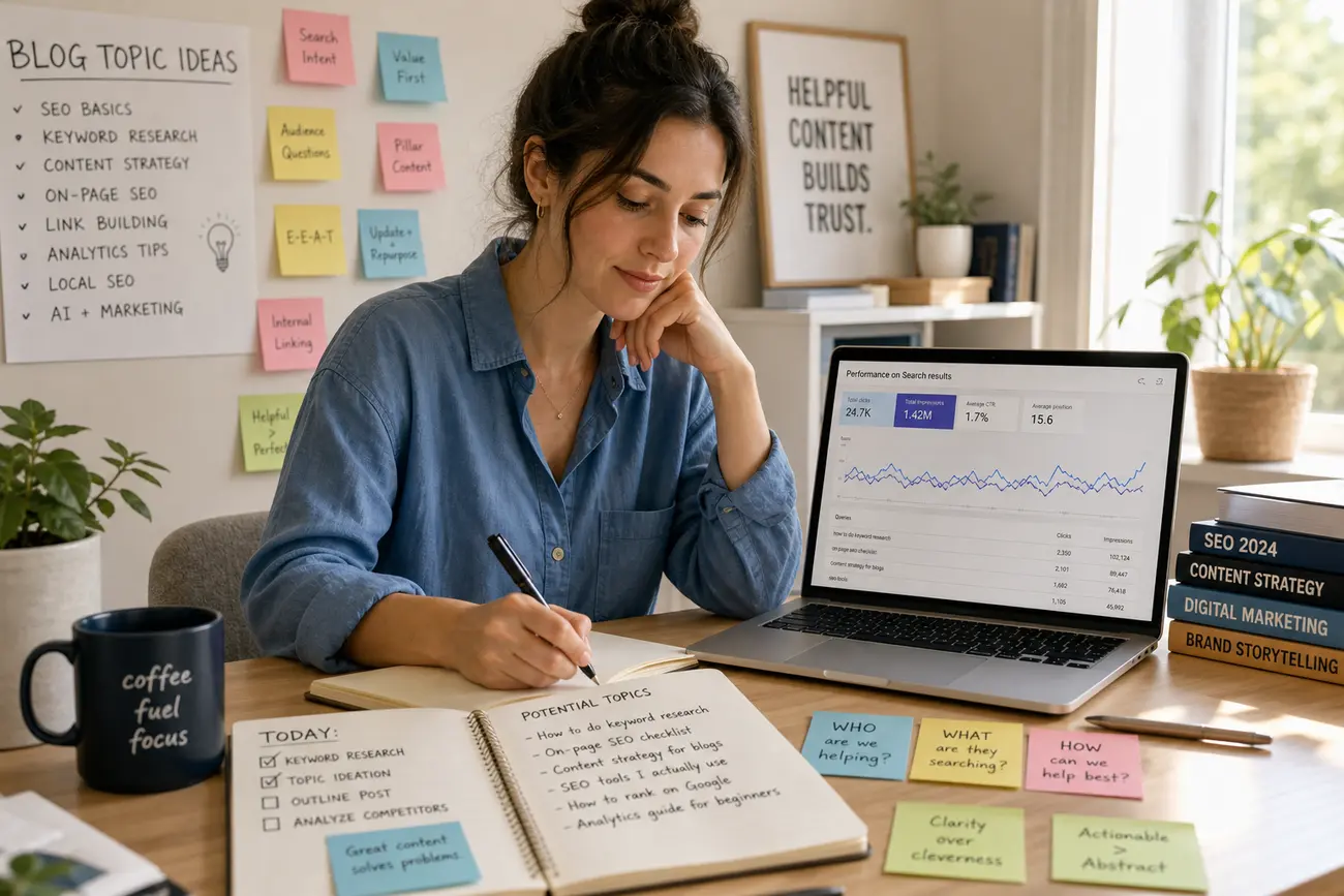 Équipe marketing en réunion préparant des idées d’articles pour le blog de l’entreprise