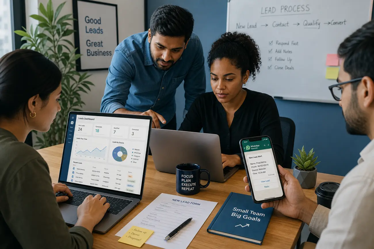 Sales team reviewing an AI lead qualification dashboard before following up with prospects