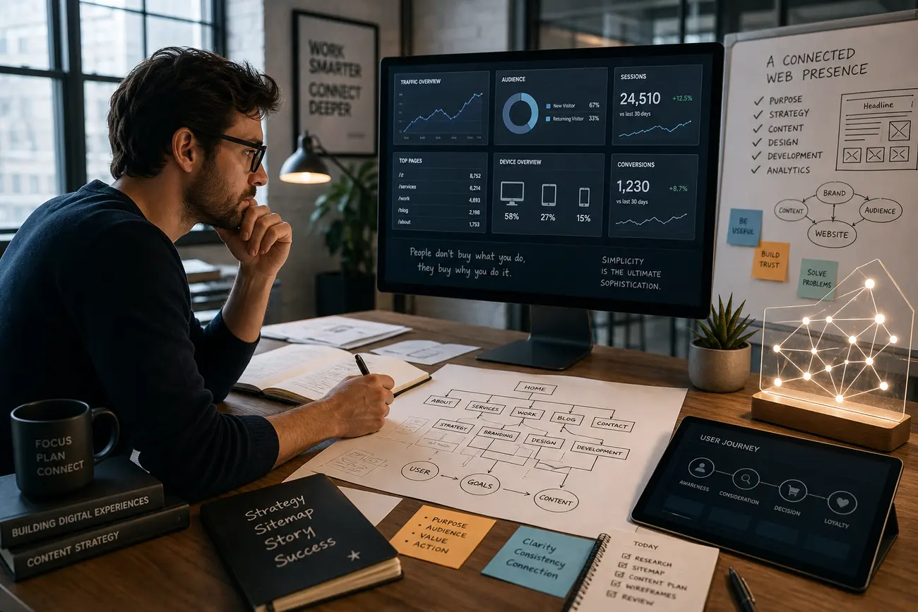 Photo d’une équipe analysant la visibilité d’une entreprise sur Google et les moteurs d’IA