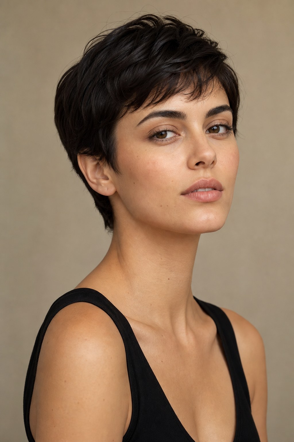Editorial portrait in warm studio light